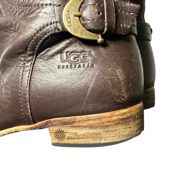 UGG Australia Amberlee Espresso Leather Equestrian Style Boots, Size 9.5 - Picture 7 of 15